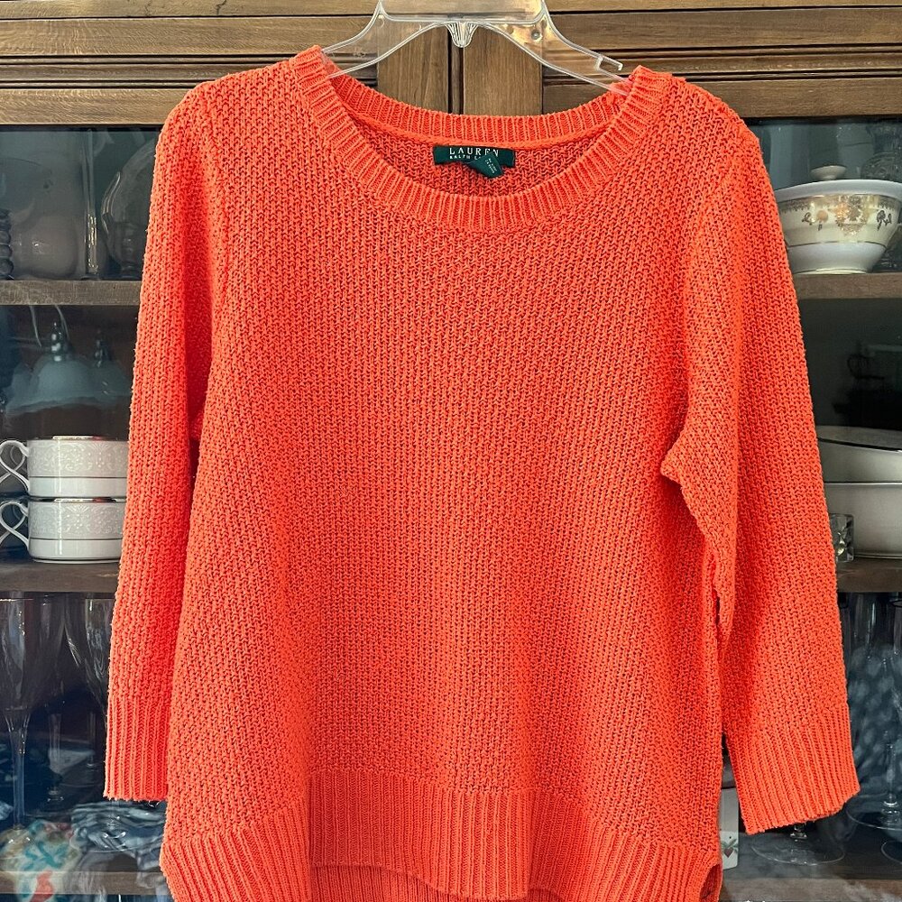 Lauren Ralph Lauren Beautiful Orange Summer Sweater SZ Large
